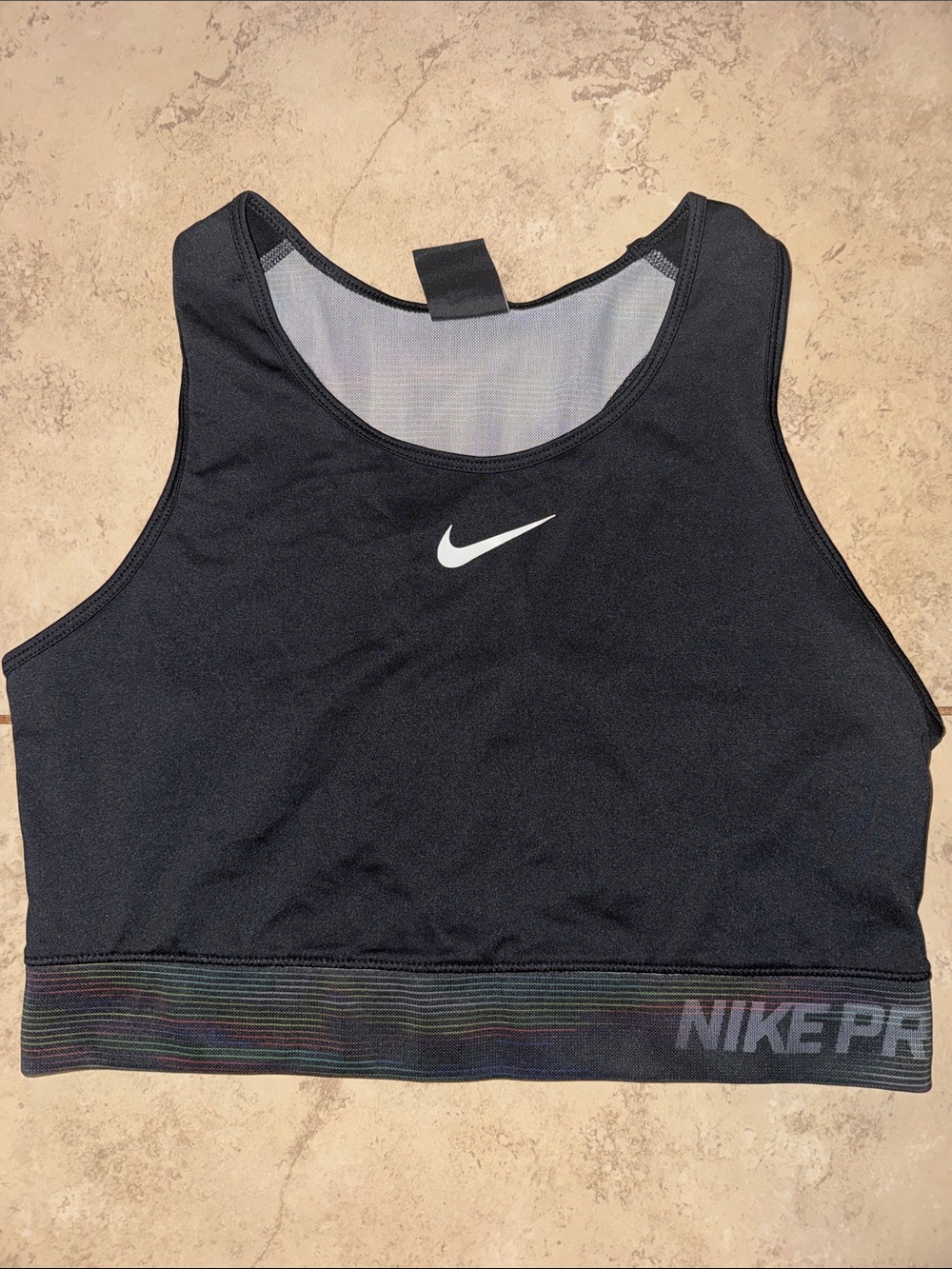 Nike Pro Hypercool Black High-Impact Crop Sports Bra with White Swoosh